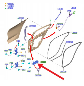 OGRANICZNIK DRZWI TYŁ L P FORD FOCUS 2018- OE 2415308 _ JX7B-A27200-AD