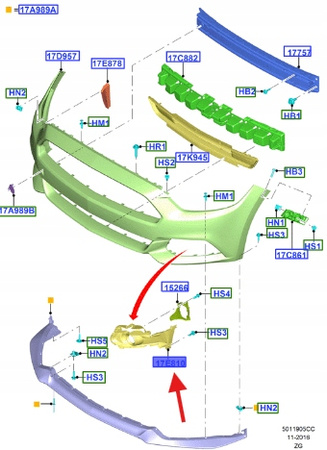 RAMKA KRATKA HALOGENU LEWA FORD MUSTANG 2015- 5289208 _ FR3B-17B969-BB5YZ9