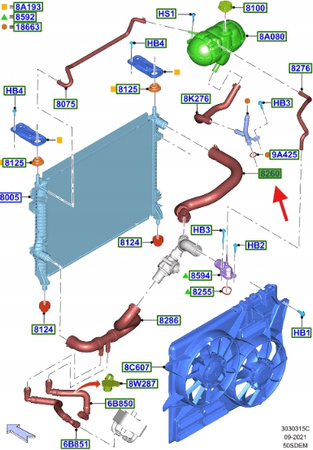 PRZEWÓD WODY 5.0 V8 FORD MUSTANG MK6 2015- 2017 OE 5273748 _ FR33-8260-BA
