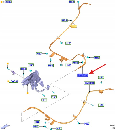 LINKA HAMULCA RĘCZNEGO PRAWA FORD MUSTANG 2015- 2373064 _ FR3C-2A635-AE