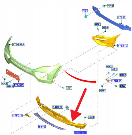 ZDERZAK PRZÓD DOLNY FORD EXPLORER ST 2019- O 2611222 _ LB5B-17H772-GB5YZ9