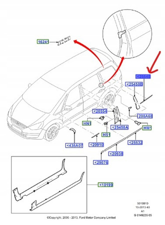 LISTWA SZYBY BAGAŻNIKA PRAWA FORD S-MAX Mk1 2010-2015_1764456_AM21-R25510-BFSMLP