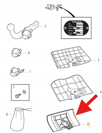 ZAŚLEPKA HAKA HOLOWNICZEGO ODPINANY VOLVO S60 V60 2011- OE 31650155