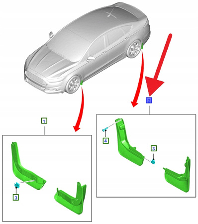 ZESTAW CHLAPACZY TYŁ 4-5 D FORD MONDEO 2014- OE 2026085 _ DS7J-16D576-CC