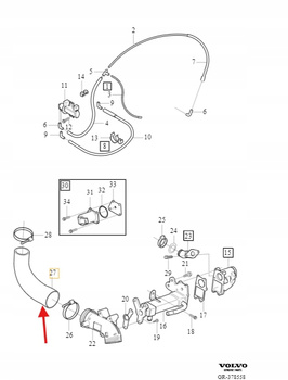 RURA INTERCOOLERA 2.4 D5 VOLVO S80 S60 V70 2001- XC70 XC90 2003- OE 8699419