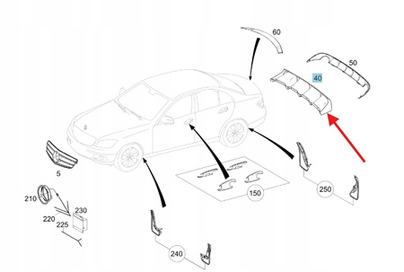MERCEDES W204 SEDAN DYFUZOR A2048840008