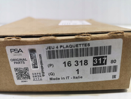 KLOCKI HAMULCOWE TYLNE C3 C4 CACTUS DS3 207 208 OE 1631831780