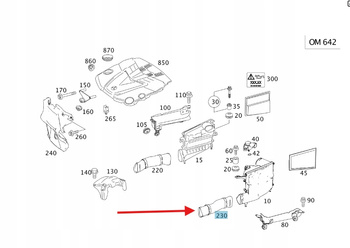 RURA DOLOT POWIETRZA SSĄCY LEWY DIESEL OM211 OM219 MERCEDES OE A6420944997