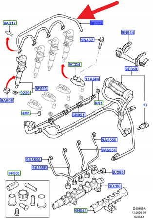 PRZEWÓD WTRYSKIWACZY PALIWA 1.4 TDCI FIESTA FUSION 1444974 _ 2S6Q-9K022-BD