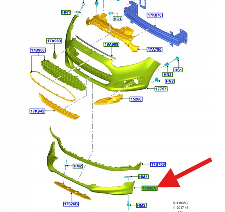 DOKŁADKA SPOILER ZDERZAKA PRZÓD FIESTA 2012- OE 1921075 _ AMC1BJ-17F886-ADX