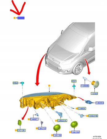 REFLEKTOR PRZEDNI LEWY FORD TOURNEO CONNECT 2013- _ 1827692 _ DT11-13W030-DC