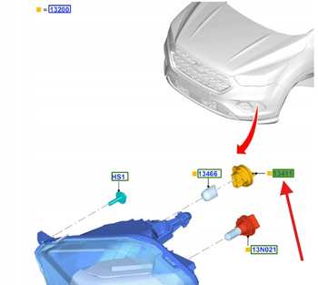 GNIAZDO ŻARÓWKI HALOGENU FORD KUGA Mk2 2016-2069464 _ GV4A-13411-BA