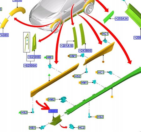 LISTWA NAKŁADKA BŁOTNIKA LEWEGO ECOSPORT 2017- 2173926 _ CN15-16165-CA5YZ9