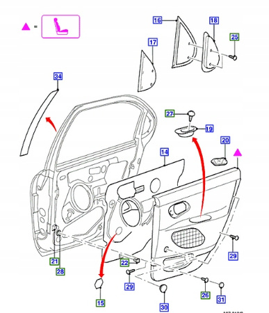 DRZWI TYLNE PRAWE FORD MONDEO Mk2 Sedan 1996-1997 _1025908_P96BG-F24630-AA