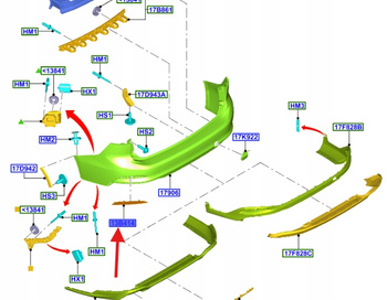 ODBLASK ZDERZAKA LEWY TYŁ FORD FOCUS Mk4 2018- 2195832 _ JX7B-13B415-BA
