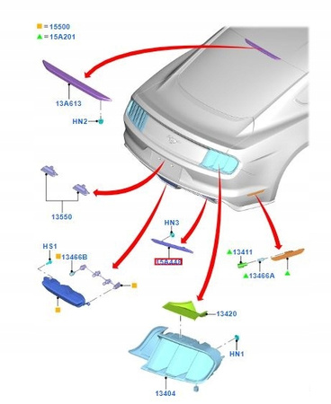 ODBLASK TYLNY LEWY FORD MUSTANG Mk6 2015- 5311033 _ FR3B-17A849-AB