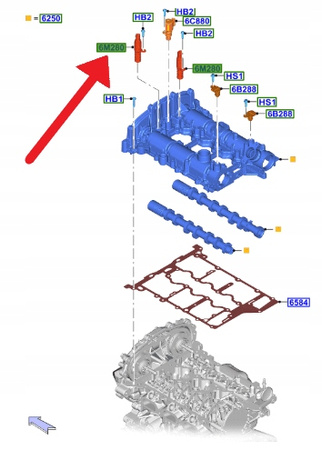 ZAWÓR FAZ ROZRZĄDU 1.5 EB FOCUS PUMA KUGA 2020- 2251118 _ HX7G-6B297-AA