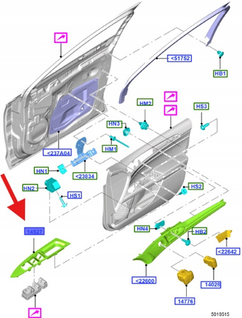 OSŁONA PRZYCISKÓW DRZWI PRAWY PRZÓD MONDEO 2014- 2254813 _ GS73-14A563-JE
