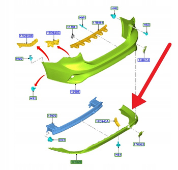 DOKŁADKA ZDERZAKA TYŁ FORD FOCUS SEDAN 2018- 2201290 _ JX7B-17F954-F1B