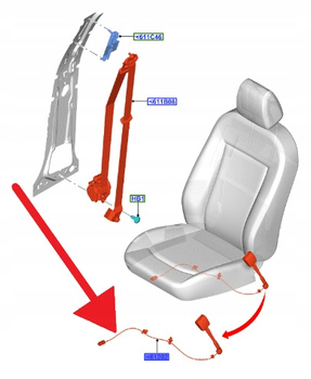 KLAMRA PASA BEZPIECZEŃSTWA LEWY PRZÓD FOCUS 18- 2494145 _ JX7B-A61209-BA