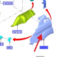 BŁOTNIK PRZÓD LEWA STR FORD TRASNIT 2016- 2018 2073147 _ PGK21-V16006-AB