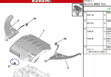GUMA SPINKA POKRYWY SILNIKA CITROEN PEUGEOT 2.0HDI OE 013793