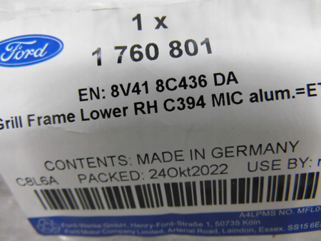 RAMKA GRILLA ZDERZAKA PRAWA FORD KUGA Mk1 2008-12 1760801 _ 8V41-8C436-DA