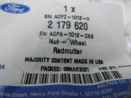 NAKRĘTKA KOŁA M12x 1,5 mm FORD WIELE MODELI_2434886_ACPA-1012-D2B