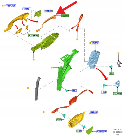 STEROWNIK ZAMKA DRZWI TYLNYCH FORD FOCUS KUGA 2020- 2421497 _ JX7T-15603-BB