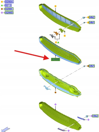 GRILL ATRAPA ZDERZAKA PRZÓD FORD MUSTANG 2018- 2346167 _ KR3B-8200-AE5UAW