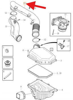 PRZEWÓD DOLOT FILTRA POWIETRZA 2.0 D4 VOLVO S60 V60 XC60 XC70 OE 31422063