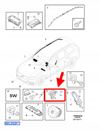 CZUJNIK UDERZENIOWY DRZWI PRZÓD VOLVO XC90 2016- OEM/OE 31406731