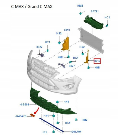 DEFLEKTOR CHŁODNICY LEWY FORD C-MAX Mk2 1.6 Ti-VCT 2010-15_1894791_AM51-8311-AC
