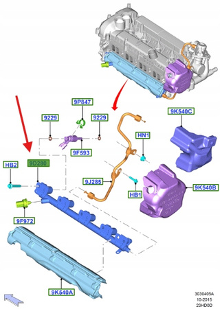 LISTWA WTRYSKOWA 2.0 2.3 FORD FOCUS MUSTANG KUGA OE 5255373 _ CJ5E-9D280-BF