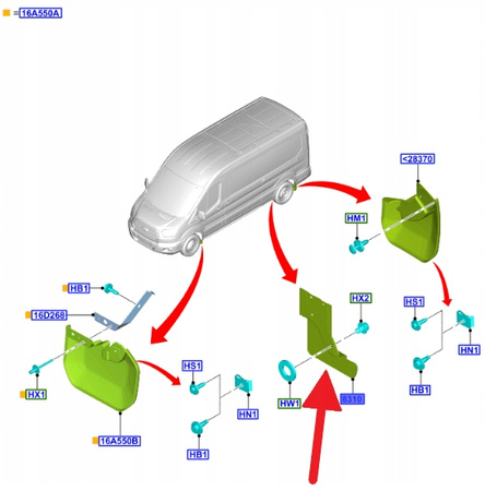 CHLAPACZ PROGU LEWY TYŁ FORD TRANSIT 2019- OE 2480455 _ KK31-280E13-AC