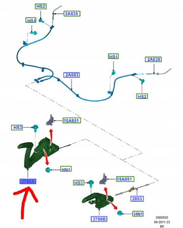 DŹWIGNIA HAMULCA RĘCZNEGO FORD FOCUS Mk3 2013-15 OE 5238781 _ BV61-2780-GA3