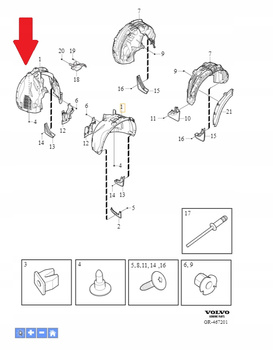 Prawe przednie nadkole Volvo OE 31694871 / 32372423