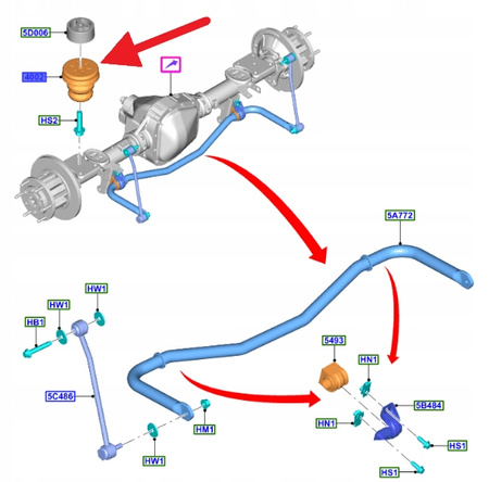 ODBÓJ ZAWIESZENIA TYŁ FORD TRANSIT CUSTOM 14- OE 2038129 _ BK31-4002-EB
