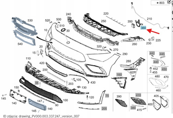 UCHWYT MOCOWANIE RADARU MERCEDES CLA W118 OE A1188850001