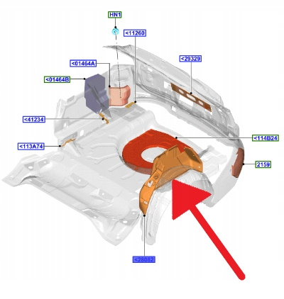 WYGŁUSZENIE NADKOLA PRAWY TYŁ FORD FOCUS 2018- 2376684 _ JX7B-N278C62-AF