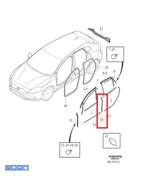 USZCZELKA PIONOWA DRZWI LEWY TYŁ VOLVO V40 2013- CC OE 31371669