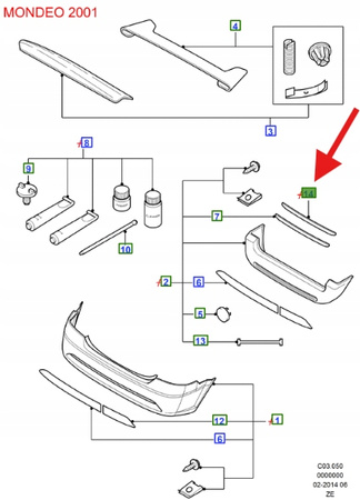 FOLIA OCHRONNA ZDERZAKA TYŁ MONEO KOMBI 2005- 1419448 _ AM6S7J-H17E927-AA