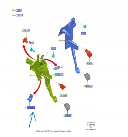 SPRĘŻYNA PEDAŁU SPRZĘGŁA 1.5L EB FORD C-MAX 2010- 1943123 _ AV61-7A600-CC