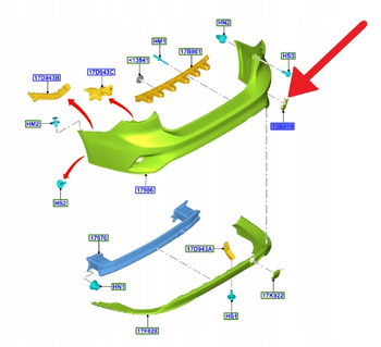 ODBLASK LEWY TYŁ PDC FORD FOCUS SEDAN 2018- 2195836 _ JX7B-13B415-DA