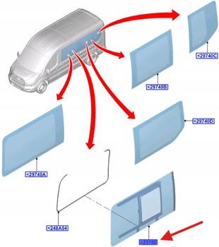 SZYBA BOCZNA PRAWA STRONA FORD TRANSIT MK7 2014- 2581172 _ GK31-B25700-BC