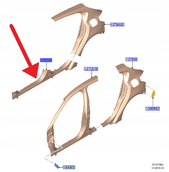 PRÓG SŁUPEK PRAWY FORD FOCUS Mk4 2018- OE 2206857 _ JX7B-A10130-AA