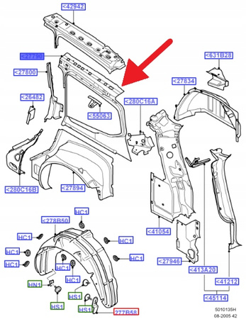 PŁYTA NADWOZIA TYŁ PRAWA FOCUS KOMBI 2004- OE 1525087 _ 4M51-N27864-BB