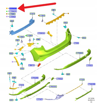 ŚLIZG ZDERZAKA LEWY TYŁ FORD FOCUS HATCHBACK 18- 2438505 _ JX7B-A17E851-B1A
