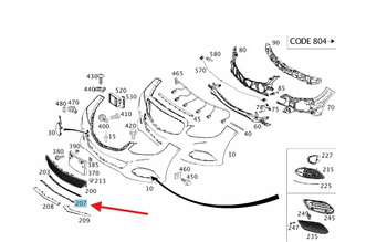 DOLNA CZARNA KRATKA ZDERZAKA PRZÓD MERCEDES E W212 OE A2128852374