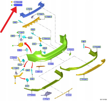 ŚLIZG ZDERZAKA LEWY TYŁ FORD FOCUS KOMBI 2018- OE 2217499 _ JX7B-17D981-CB